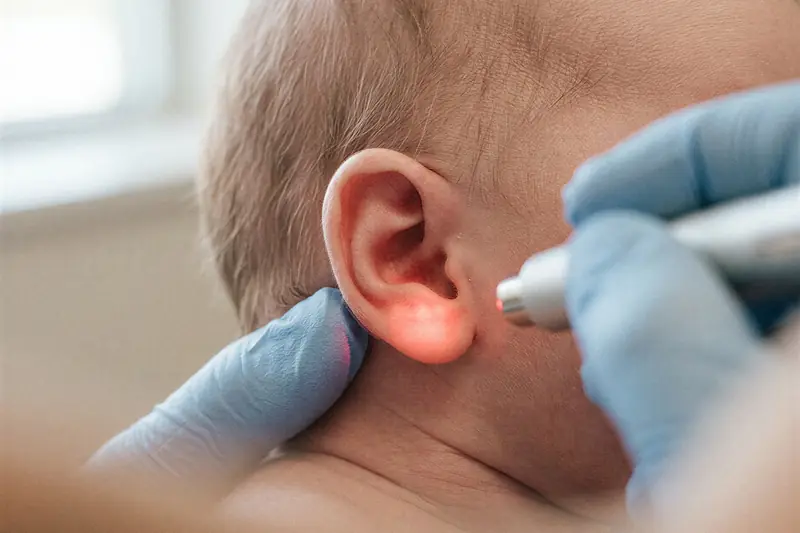 Aplicação de laser de baixa intensidade na orelha